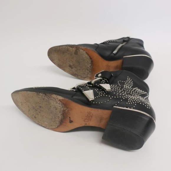Chloe Susanna Ankle Boots Black/Silver Studded - Picture 6 of 8